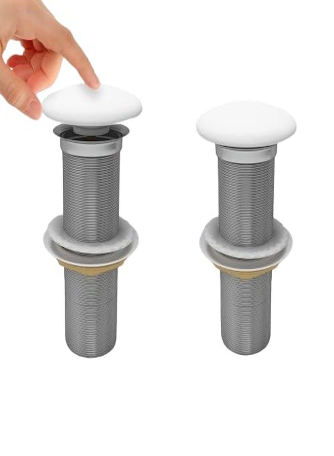 JAGGER JAG134 وصلة حوض غسيل من النحاس والفولاذ المقاوم للصدأ مع مصفاة منبثقة، بخيوط كاملة، ولمسة نهائية لامعة، ومقاومة للتآكل، للمنزل/المكتب/الحمام (5 بوصات، سيراميك أبيض، 1) - Image 2